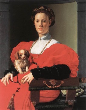  dama Arte - Retrato de una dama con un cachorro Florence Agnolo Bronzino
